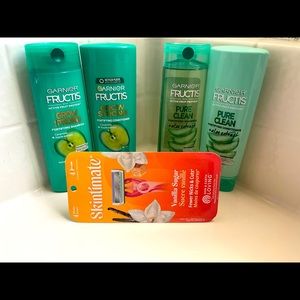 2 Sets of Garnier Fructis Shampoo & Conditioner and a pack of Skintimate Razors